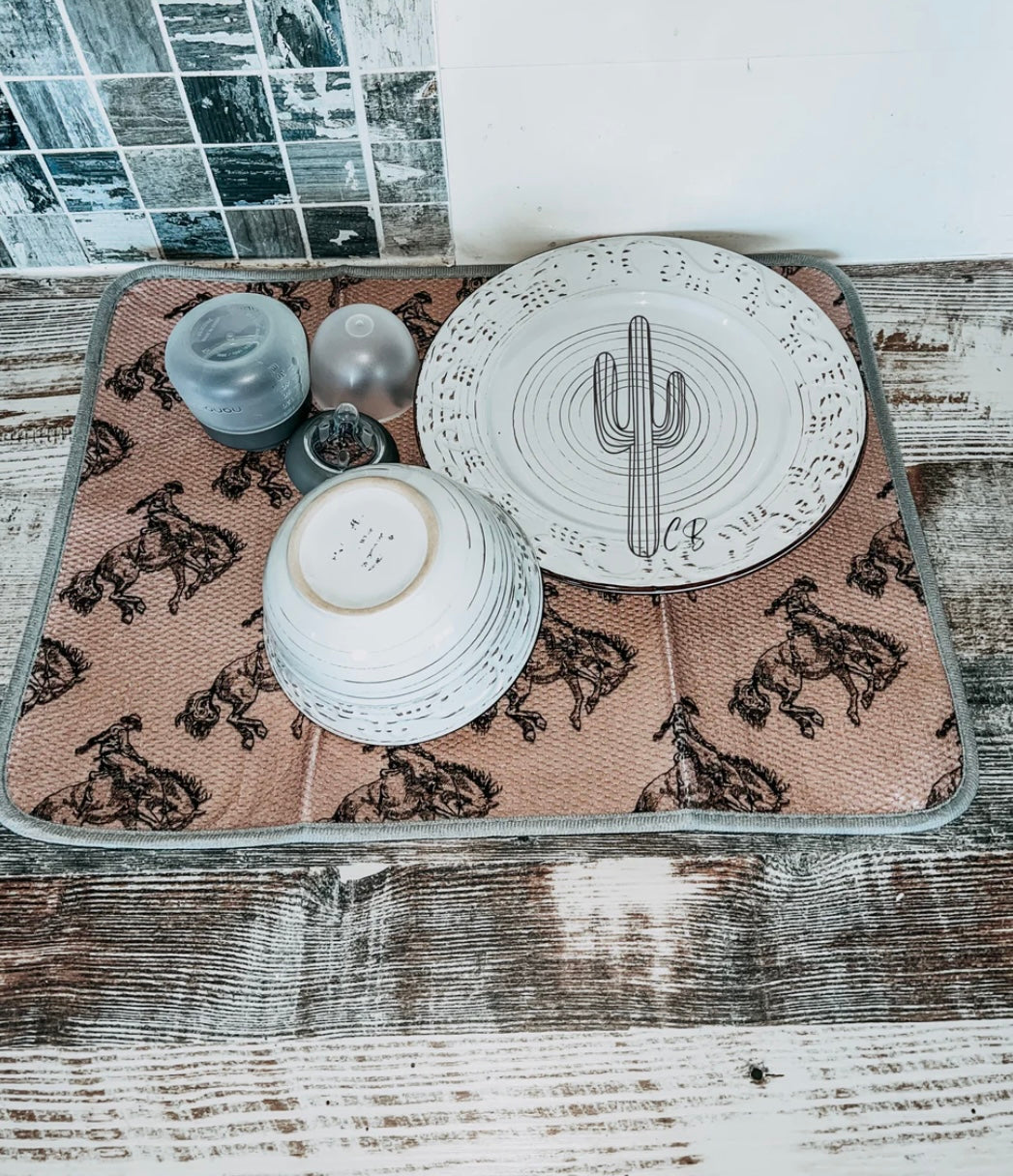 horse dish drying mat