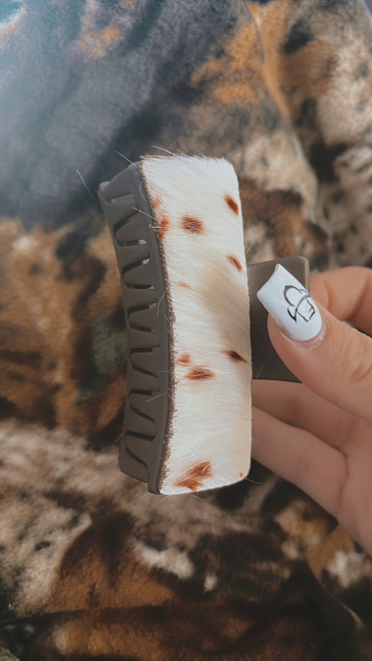 Brown/White Cowhide Claw Clip