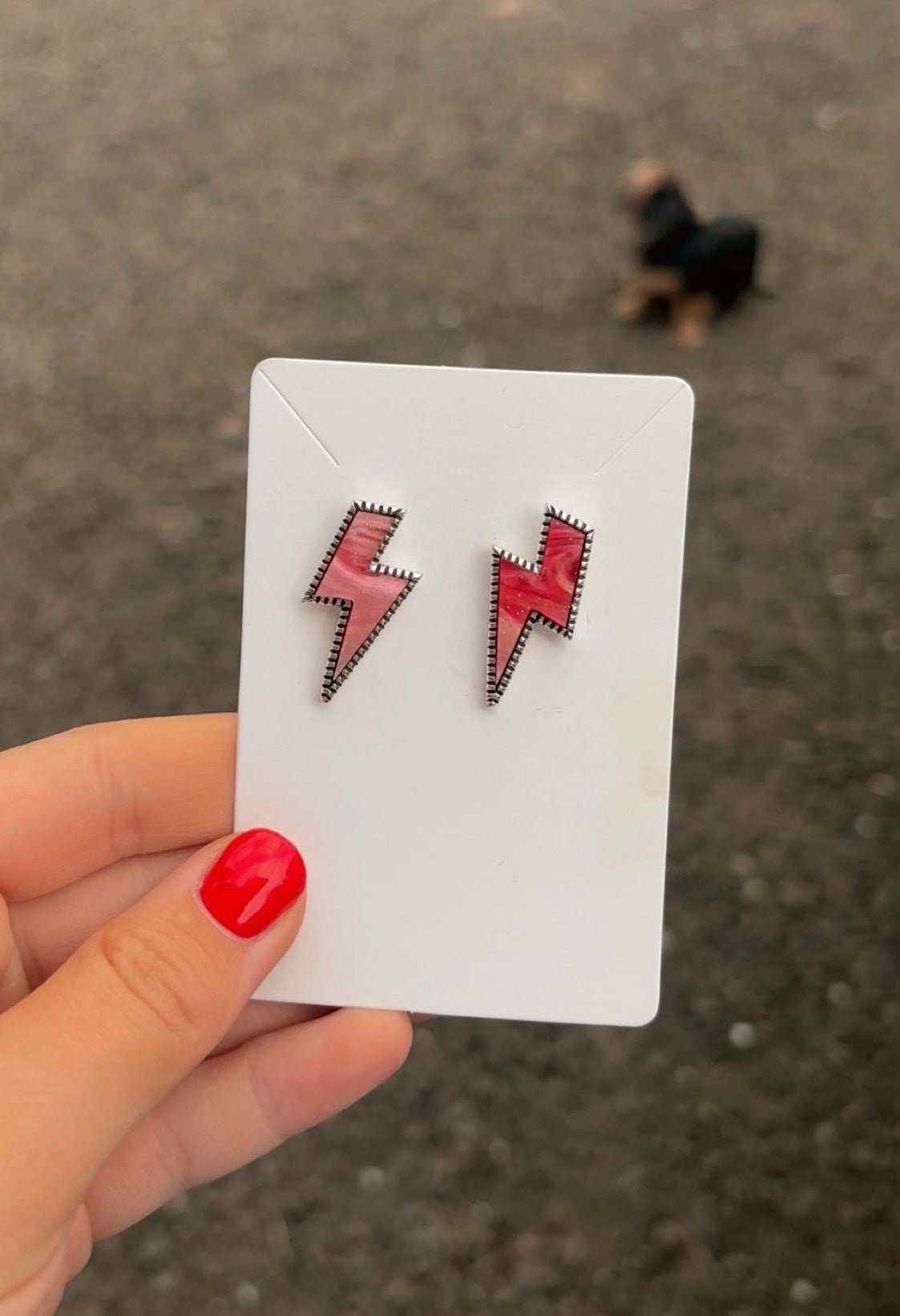 Pink Lightning Bolt Earrings