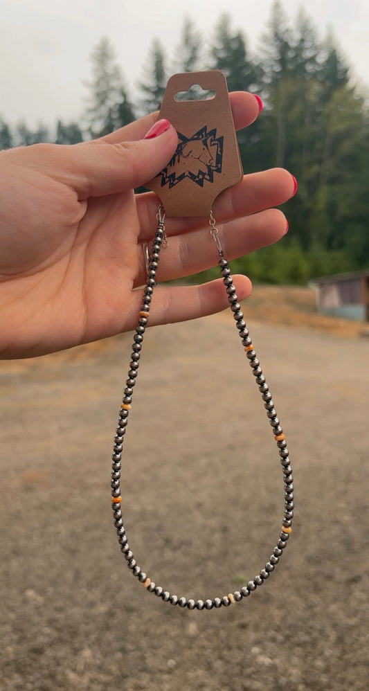 Orange Spiny & Sterling Silver Pearls