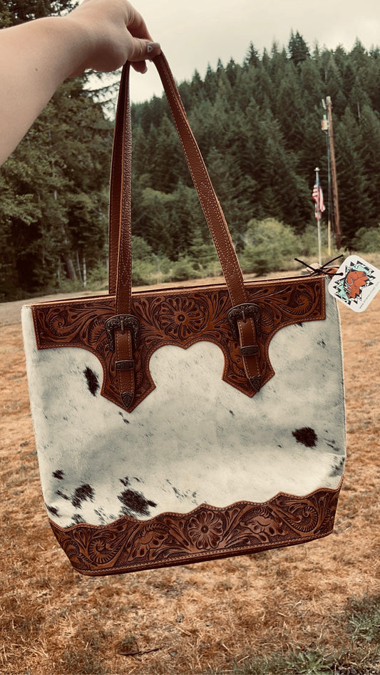 Cowhide Buckle Purse